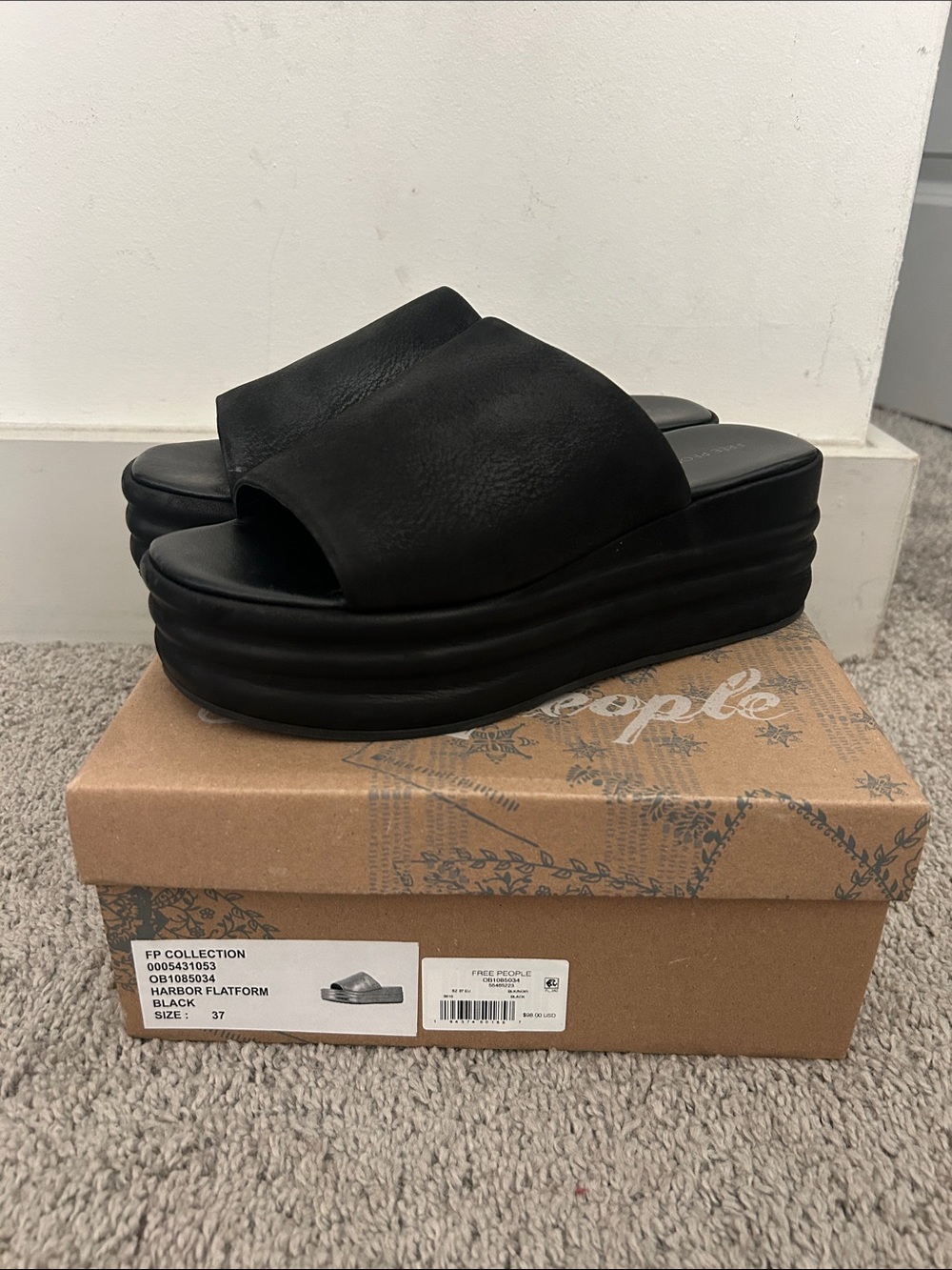 Free People Black Harbor Flatform Slides
